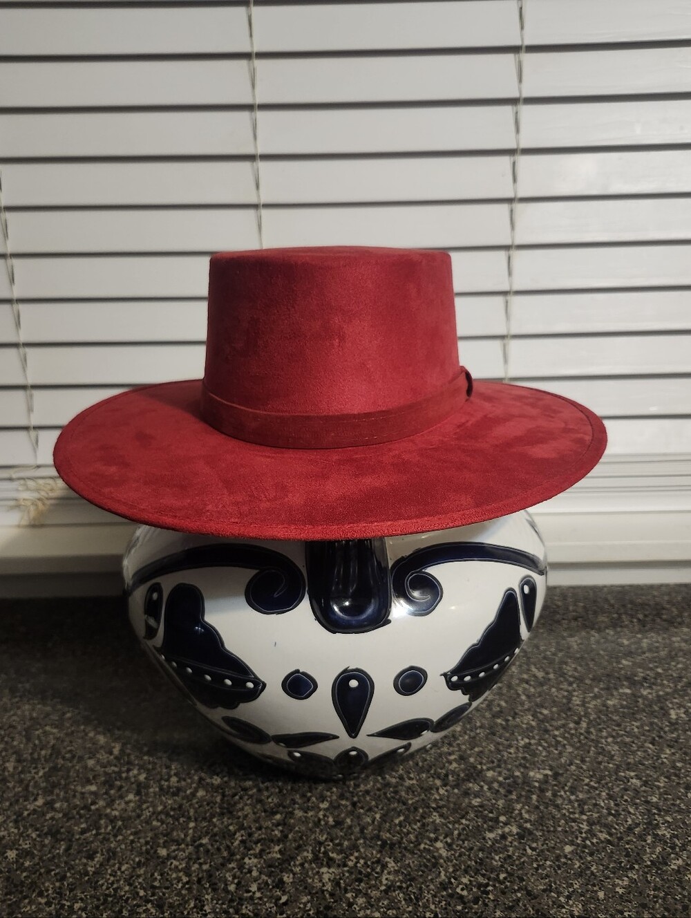 The Old Beristian Red Fedorda Flat Top Hat